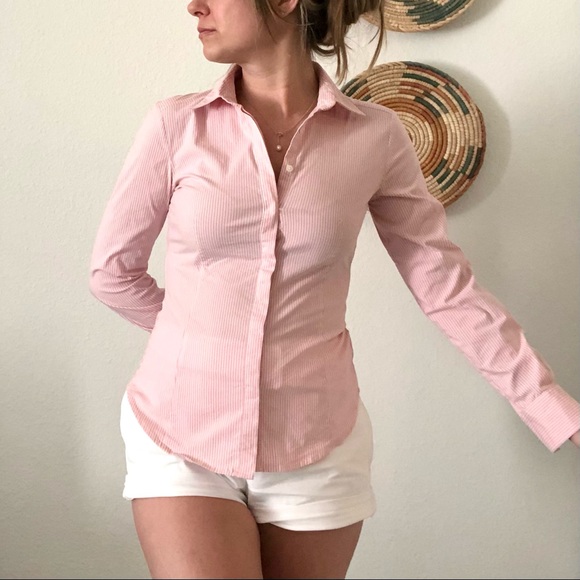 Pink and white button down shirt xxi small - Picture 8 of 9